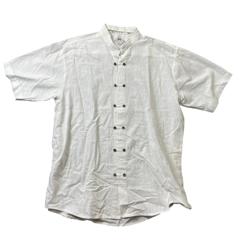 Blanc Du Nil XXL White Button Up 100% Cotton Short Sleeve Men's Shirt